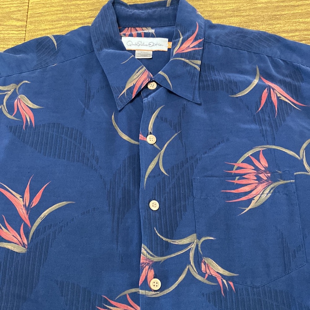 Qwiksilver Edition Vintage Hawaiian Tropical Short Sleeve Button Down Shirt XL